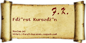 Fürst Kurszán névjegykártya